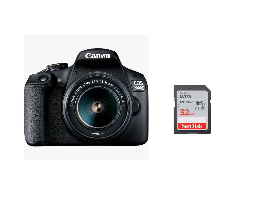 Canon EOS 2000D DSLR + 18-55mm Lens Kit – Beginner Camera Qatar Canon EOS 2000D DSLR + 18-55mm Lens Kit – Beginner Camera Qatar